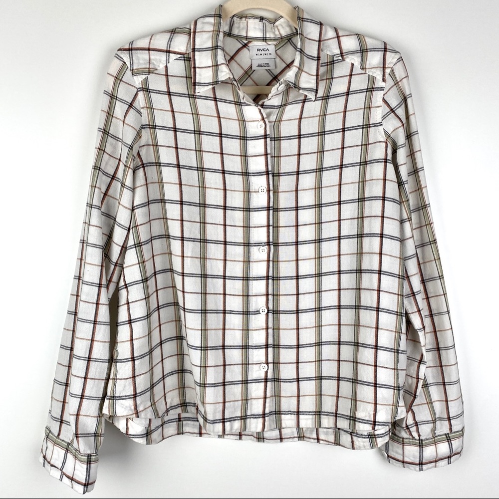 RVCA Subject Button-down in vintage white plaid